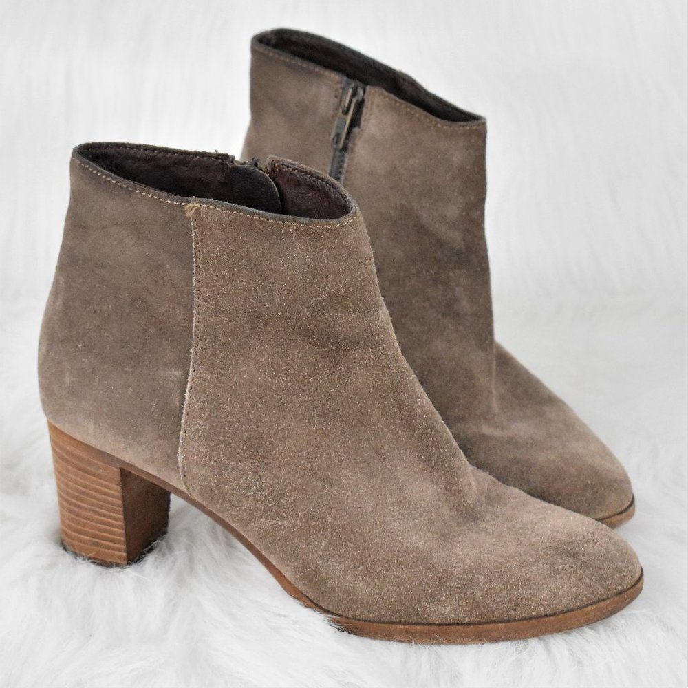 J Crew Taupe Leather Booties Sz 7.5